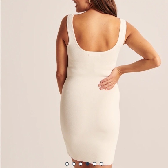 Abercrombie & Fitch Off White 90s Ribbed Mini Sweater Dress Large - Picture 4 of 10